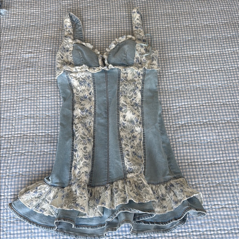 Vintage Floral Denim Mini Dress
